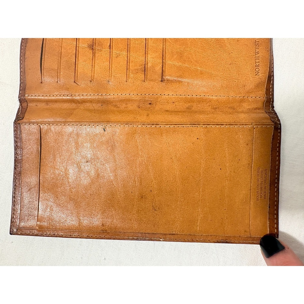 Vtg Northwest Passage Brown Leather Billfold Wallet Canada Northern Steer 7.5" - Picture 12 of 12